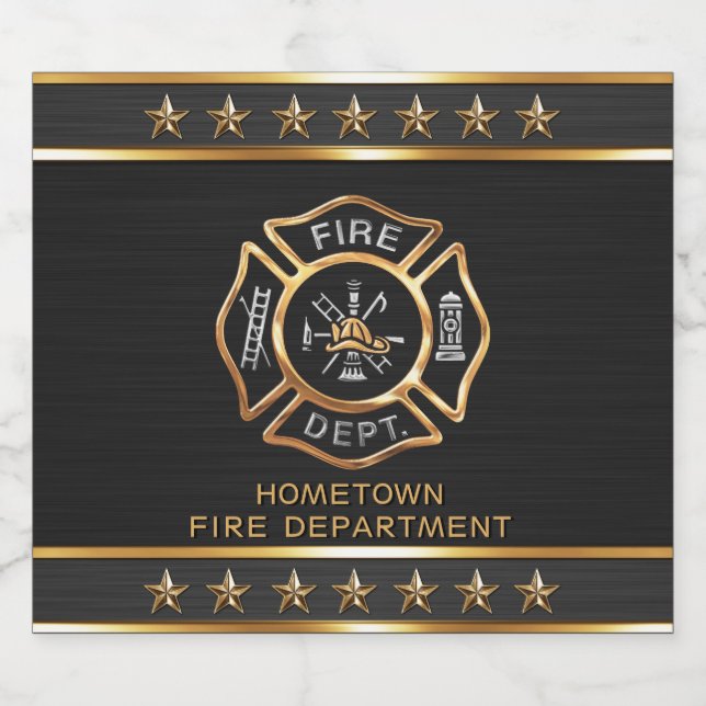 Firefighter Gold Custom Beer Bottle Label (Single Label)