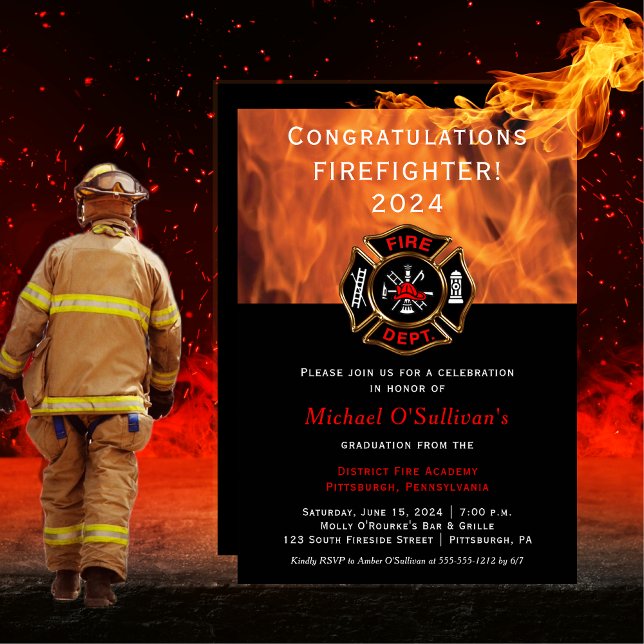 Firefighter Graduation Announcement | Party (Firefighter Graduation Announcement Party)