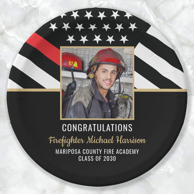 Firefighter Graduation Fire Academy Fireman Photo Paper Plate (Firefighter Graduation Fire Academy Fireman Photo Paper Plates)