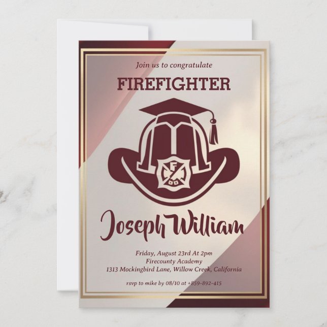 firefighter graduation invitations (Front)