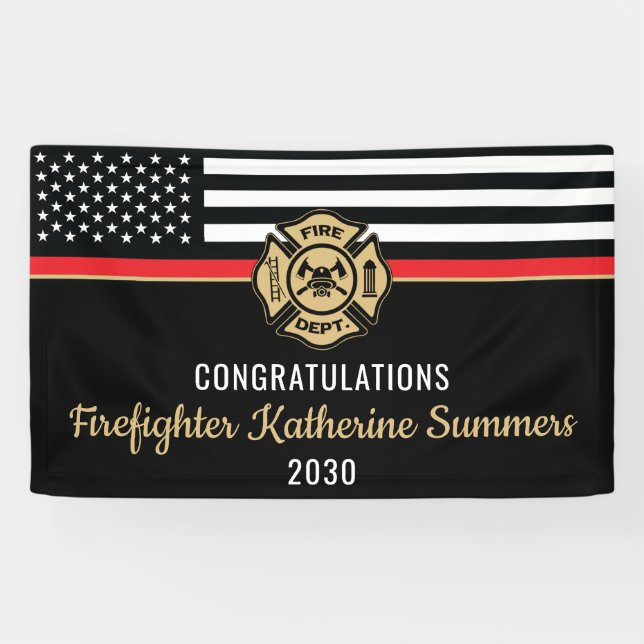  Firefighter Graduation Party Fire Department Banner (Horizontal)