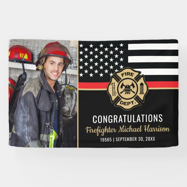 Firefighter Graduation Party Fireman Photo Banner (Horizontal)