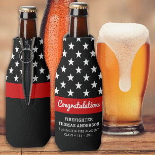 Firefighter Graduation Thin Red Line Party Bottle Cooler