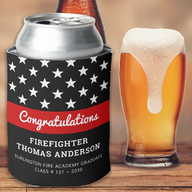 Firefighter Graduation Thin Red Line Party Can Cooler (Creator Uploaded)