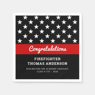 Firefighter Graduation Thin Red Line Party Napkin