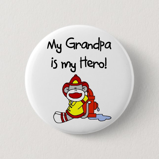 Firefighter Grandpa Hero 6 Cm Round Badge (Front)