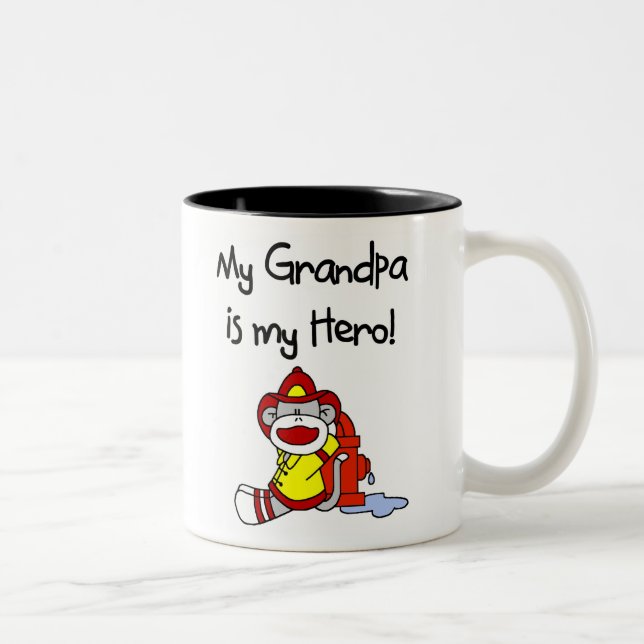 Firefighter Grandpa Hero Two-Tone Coffee Mug (Right)