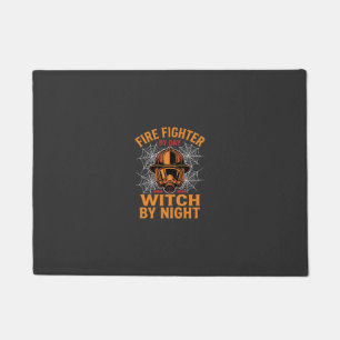 Firefighter Halloween Witch Night Design Doormat
