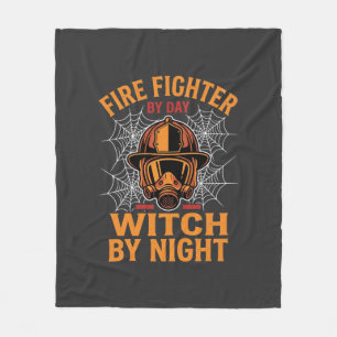 Firefighter Halloween Witch Night Design Fleece Blanket