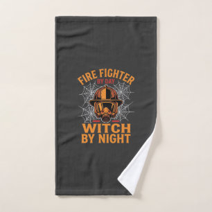 Firefighter Halloween Witch Night Design Hand Towel