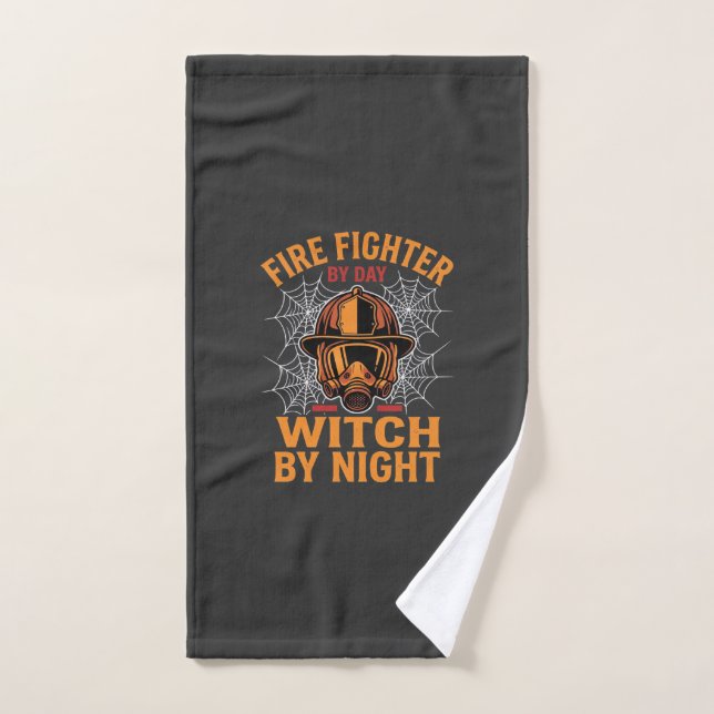Firefighter Halloween Witch Night Design Hand Towel (Hand Towel)