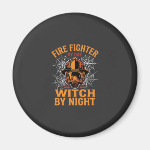 Firefighter Halloween Witch Night Design Magnet