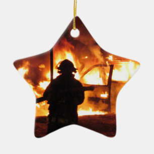 Firefighter Handline Ceramic Tree Decoration