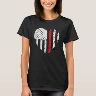 Firefighter Heart Love Distressed USA Flag Wife Gi T-Shirt