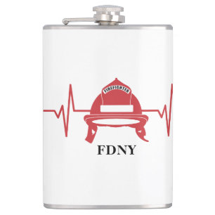Firefighter Helmet Heartbeat Personalised Hip Flask