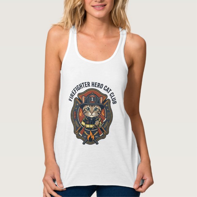 Firefighter Hero Cat Cat Graphic Tee Art - Firefig (Front)
