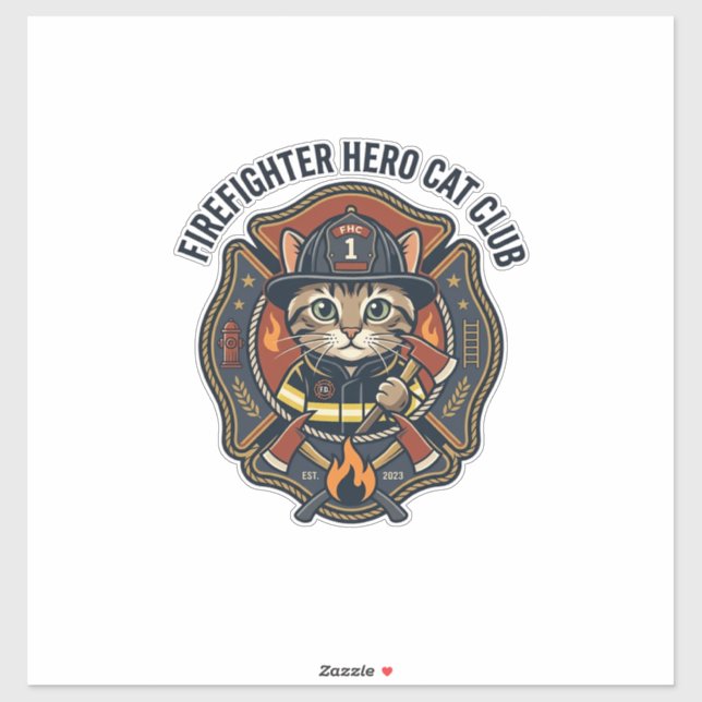 Firefighter Hero Cat Cat Graphic Tee Art - Firefig (Sheet)
