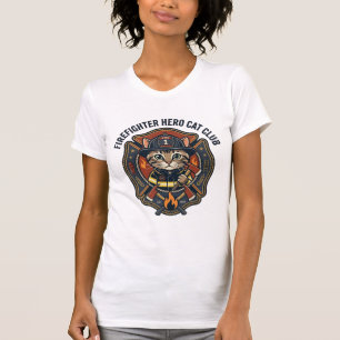 Firefighter Hero Cat Cat Graphic Tee Art - Firefig