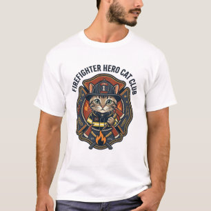 Firefighter Hero Cat Cat Graphic Tee Art - Firefig