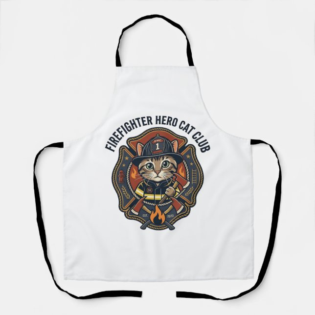 Firefighter Hero Cat Cat Graphic Tee Art - Firefig Apron (Front)