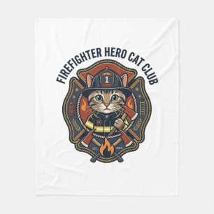 Firefighter Hero Cat Cat Graphic Tee Art - Firefig Fleece Blanket