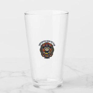 Firefighter Hero Cat Cat Graphic Tee Art - Firefig Glass