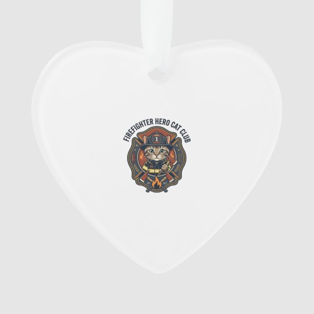 Firefighter Hero Cat Cat Graphic Tee Art - Firefig Ornament (Front)