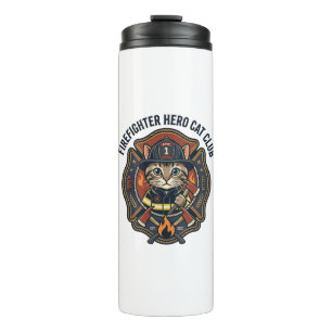 Firefighter Hero Cat Cat Graphic Tee Art - Firefig Thermal Tumbler