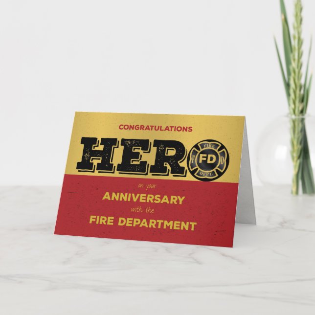 Firefighter Hero Employee Anniversary Card (Front)
