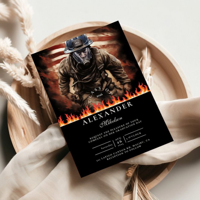 Firefighter Hero Graduation Invitation (Creator Uploaded)