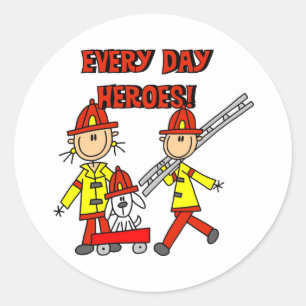 Firefighter Heroes Classic Round Sticker