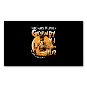 Firefighter Honorary Member Grumpy Firefighter Magnetic Business Card