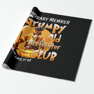 Firefighter   Honorary Member Grumpy Firefighter Wrapping Paper
