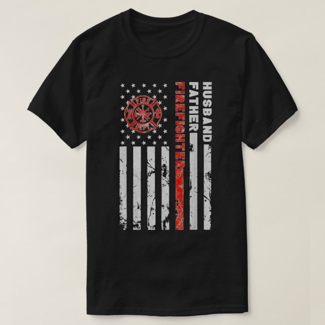 Firefighter Husband Father Fireman Fathers Day gif T-Shirt (Design Front)