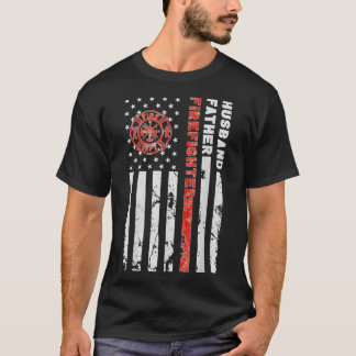 Firefighter Husband Father Fireman Fathers Day gif T-Shirt