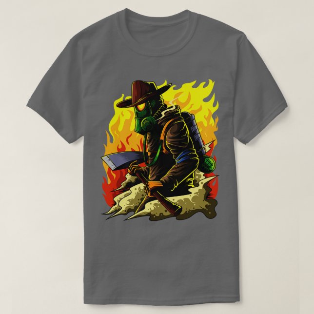 Firefighter Illustration Firefighter Hero Brand T-Shirt (Design Front)