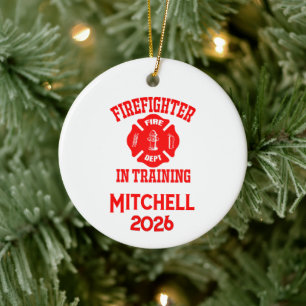 Firefighter In Training Graduation Ceramic Tree Decoration