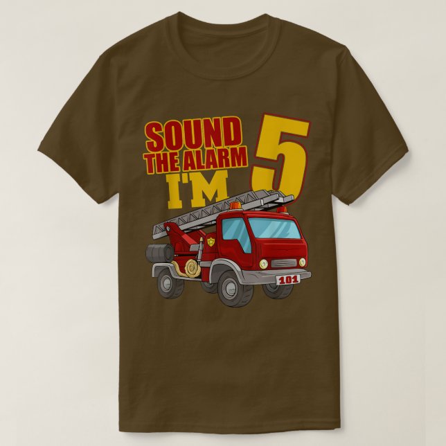Firefighter Kid Fire Truck Birthday Sound The Alar T-Shirt (Design Front)