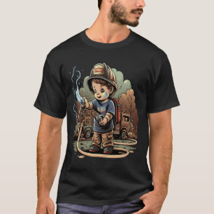 Firefighter Kids Little Fireman Fire Hose Firetruc T-Shirt