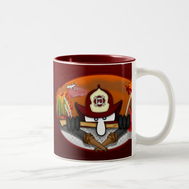 Firefighter Kilroy Red Mug (Right)