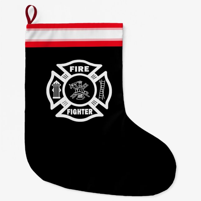 Firefighter Large Christmas Stocking (Front)