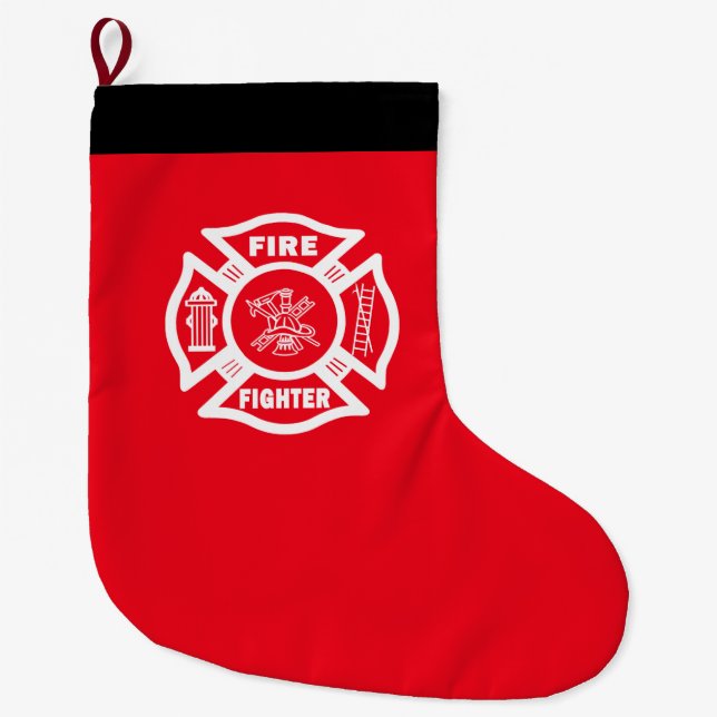 Firefighter Large Christmas Stocking (Front)