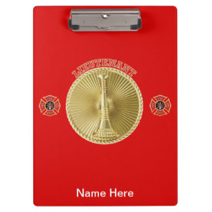 Firefighter Lieutenant Gold Medallion Clipboard