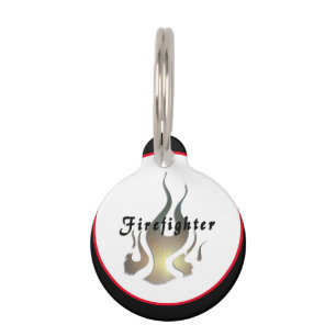 Firefighter Logo Flame     Pet Tag