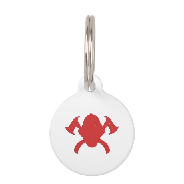 firefighter logo red silhouette pet tag (Front)