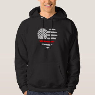 Firefighter Love Thin Red Line Heart 4th Of July U Hoodie