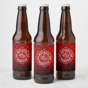 Firefighter Maltese Cross Beer Bottle Label