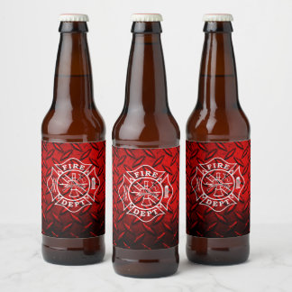 Firefighter Maltese Cross Beer Bottle Label