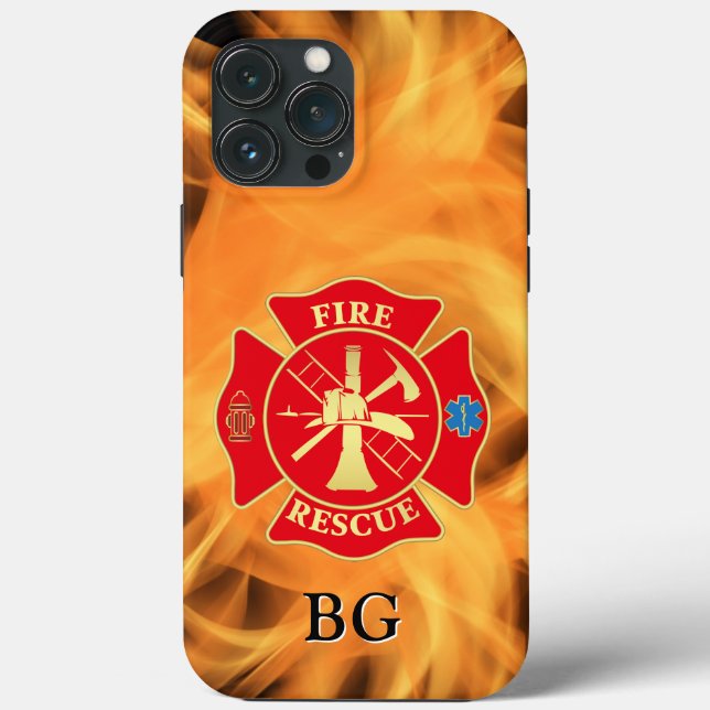 Firefighter Maltese Cross Fire Rescue Fire Flame Case-Mate iPhone Case (Back)