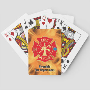 Firefighter Maltese Cross Fire Rescue Fire Flame Playing Cards